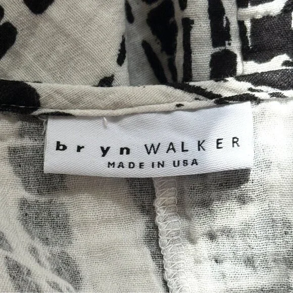 Bryn Walker Womens Tunic Asymmetrical Lagenlook Cotton Black White Size M - Picture 4 of 9